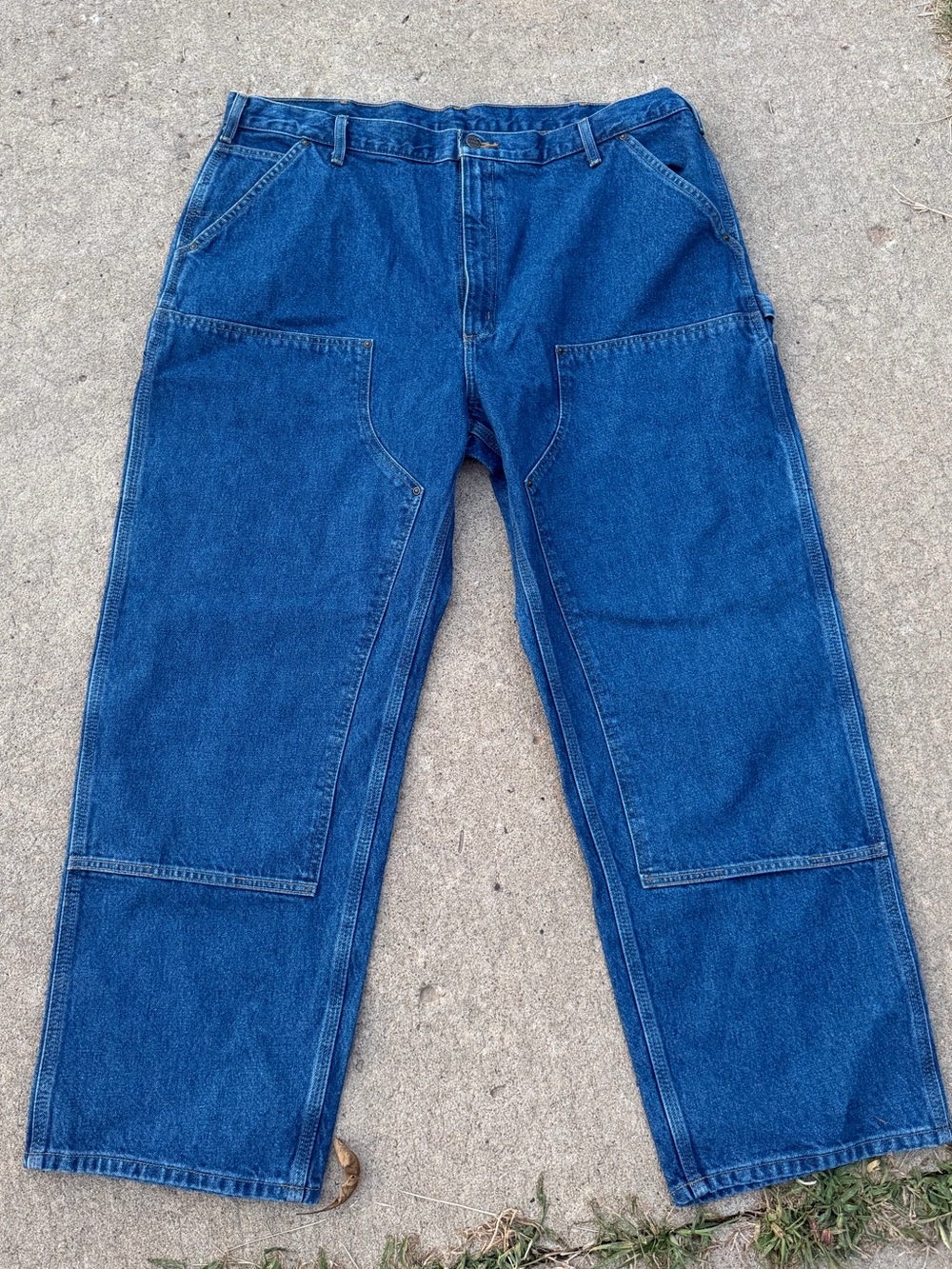 Carhartt B73 Darkstone wash Denim Double Knee dungaree Carpenter jeans  42x30